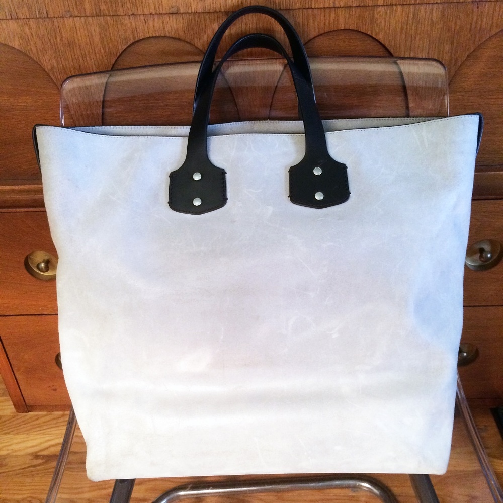 Ghurka Gray & Black Leather Broadway II Large Tote - Picture 3 of 10